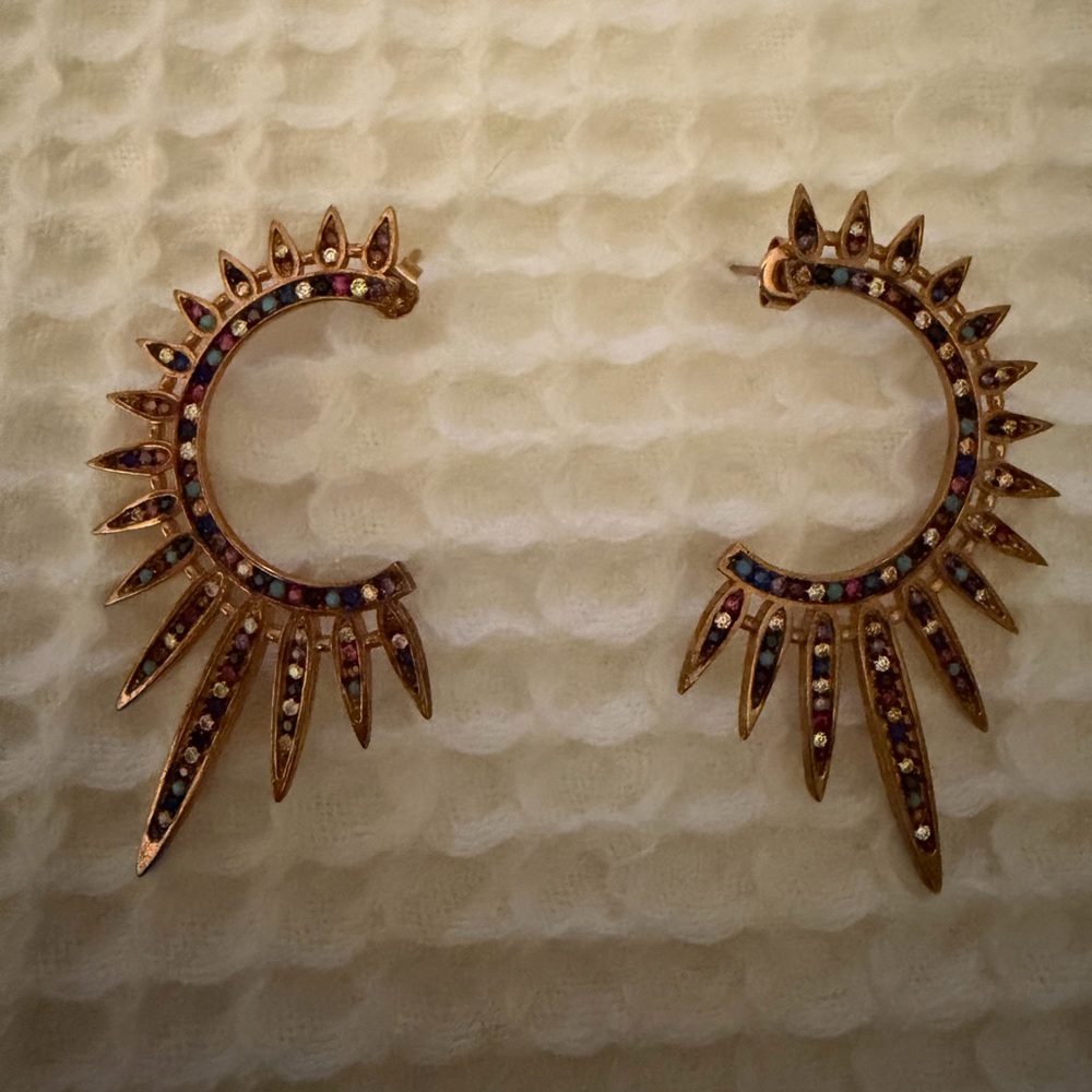 INTERMIX Gold and Multicolor Spiked Earrings